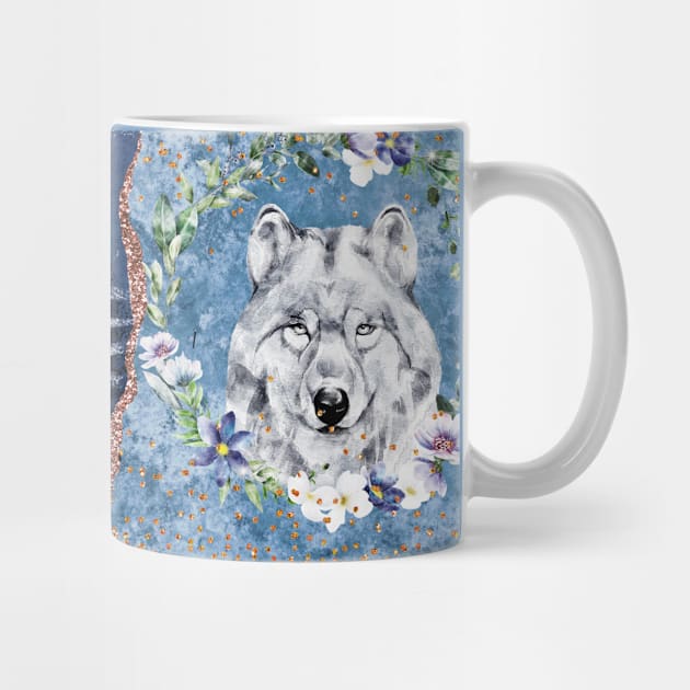 Cute wolf watercolor mug by alcoshirts